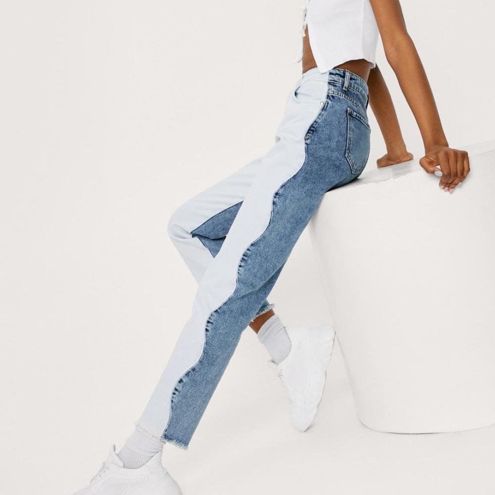 Wave Design Two Tone Wave Jeans